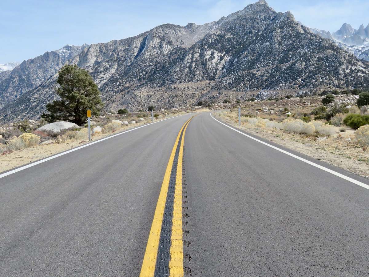 mount whitney concrete road and mount alps whitney portal